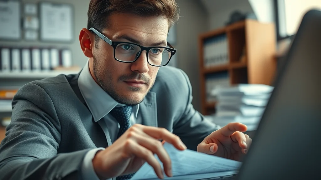 Detail-oriented forensic accountant examining digital contracts and timestamps for commercial fraud